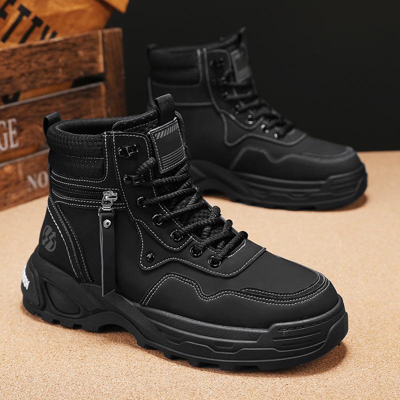 Martin Boots Winter British Wind Locomotive High-top Leather Boots Outdoor Heightening Non-slip and Wear-resistant Boots