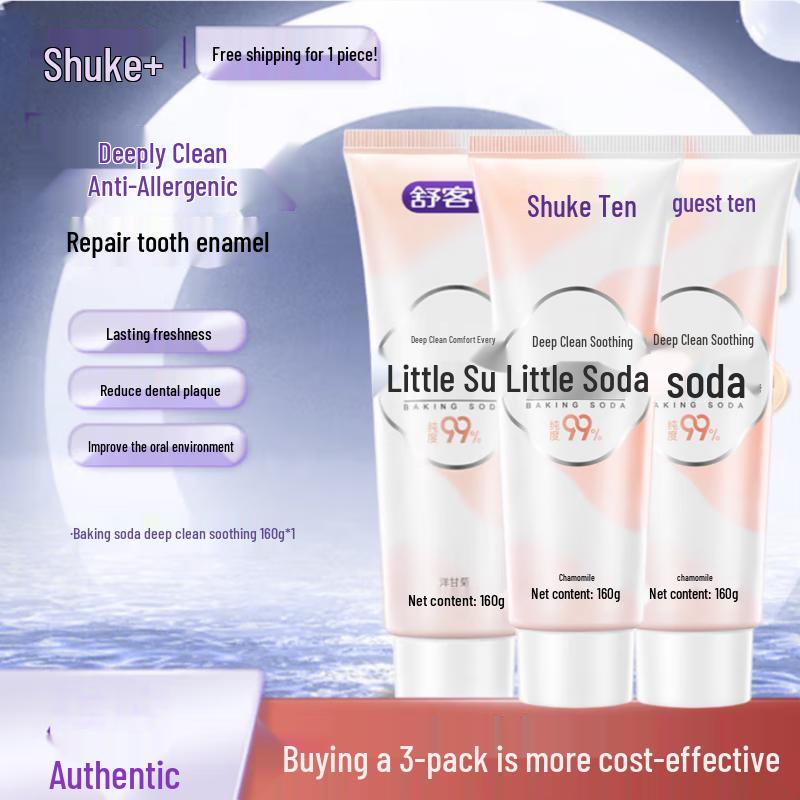 Sakol Baking Soda Whitening Toothpaste with Fluoride, Lime Mint Chamomile (3-Pack)