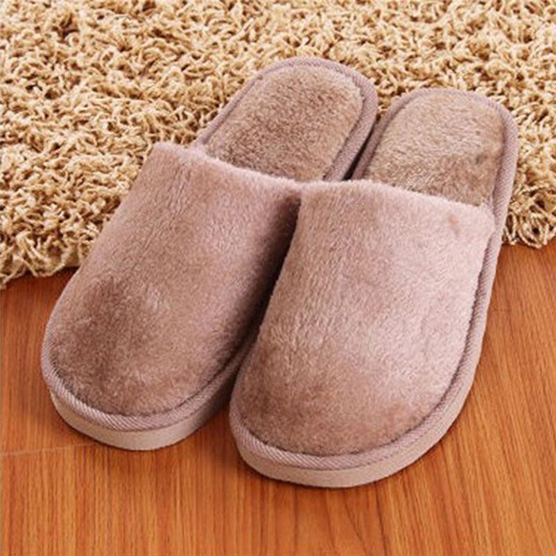 Non-slip Comfortable Winter Couples Solid Color Warm Home Plush Flat Candy Color Slippers