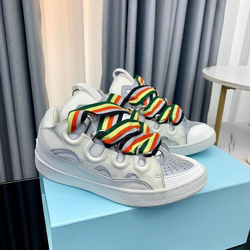 New Women Men Unisex Casual Shoes Sneakers Round Toe Lace Up Fashion Design Colorful Print Mixed Color Street Style Sport Shoes