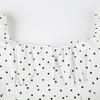 2025 Eng anliegendes T-Shirt mit Puffärmeln, Polka-Dots und V-Ausschnitt