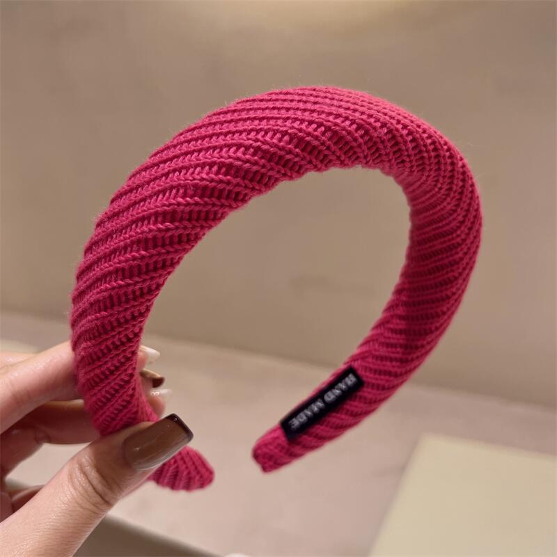 Sweet Pink Wide-brimmed Sponge Hair Band for Women Hot Fashion Headband Tweed Fabric Hoop Hairband Y2k Girls Hair Accessories