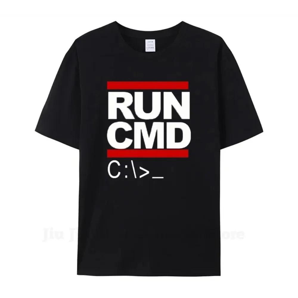 

Футболки для мужчин с надписью «Run Cmd Computer Programmer», летняя хлопковая футболка с коротким рукавом, забавный подарок на день рождения для парня, мужа, футболка большого размера XXXXXL