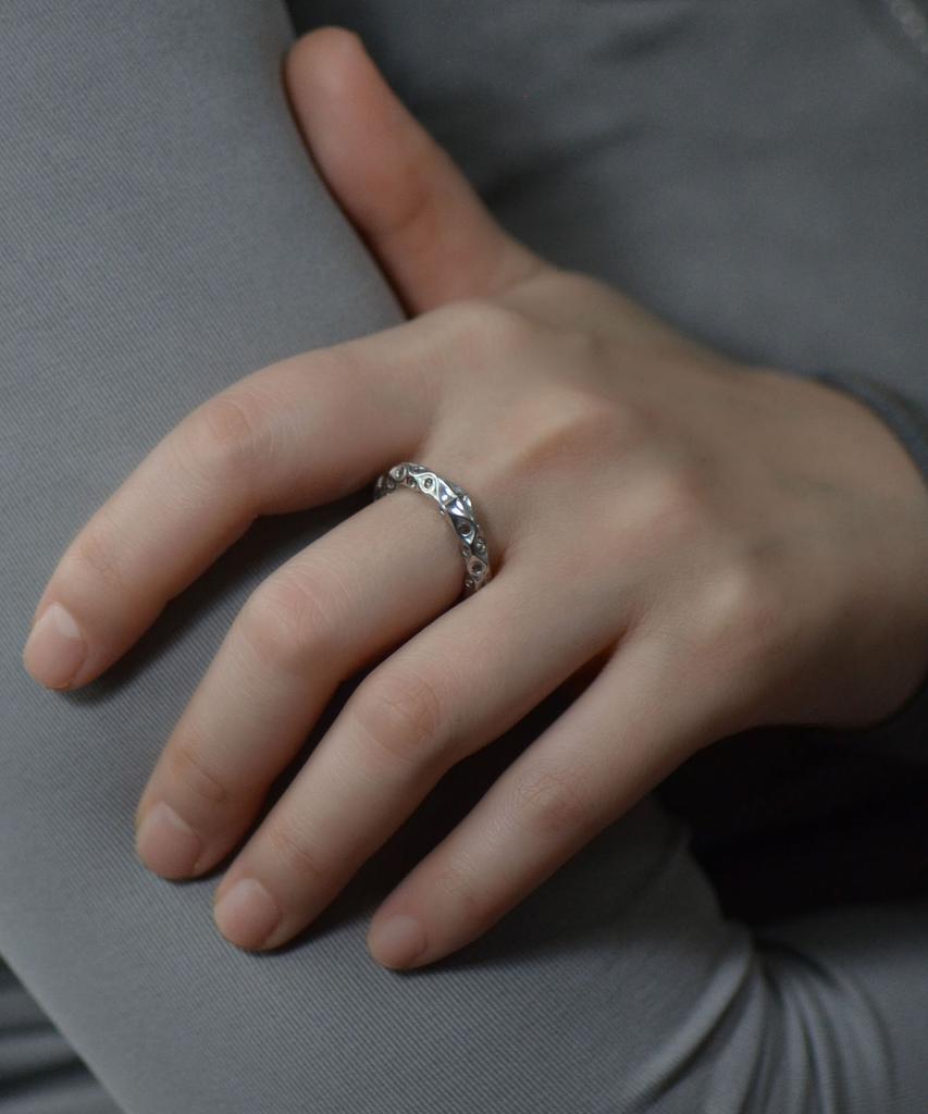 Vivus Panal White Gold Silver Ring