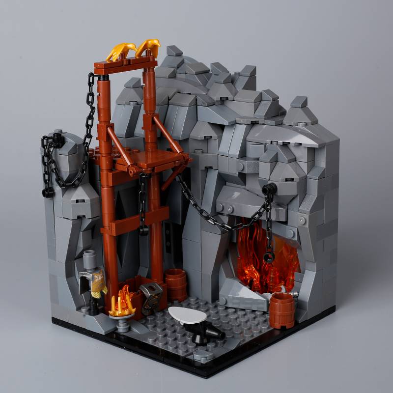 Medieval MOC Scene Building Block Gallow Pirate Ship Cage Elf Treehouse Wizard Kitchen Furniture Pool Notice Board Toy Gift K026