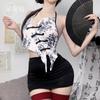 Ink Wash Misty Rain Sexy New Chinese Erotic Underwear Retro Slim Hip Skirt Spice Girl Lace-up Belly Pocket Suit Women
