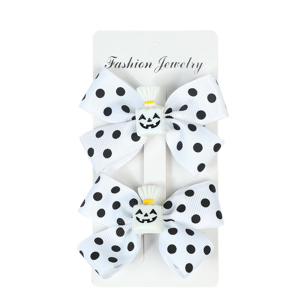 2PCS/Set Children's Hair Clip Girl Halloween Pumpkin Head Witch Hat Ghost Candy Bat Party Bow Duckbill Clip Hair Clip