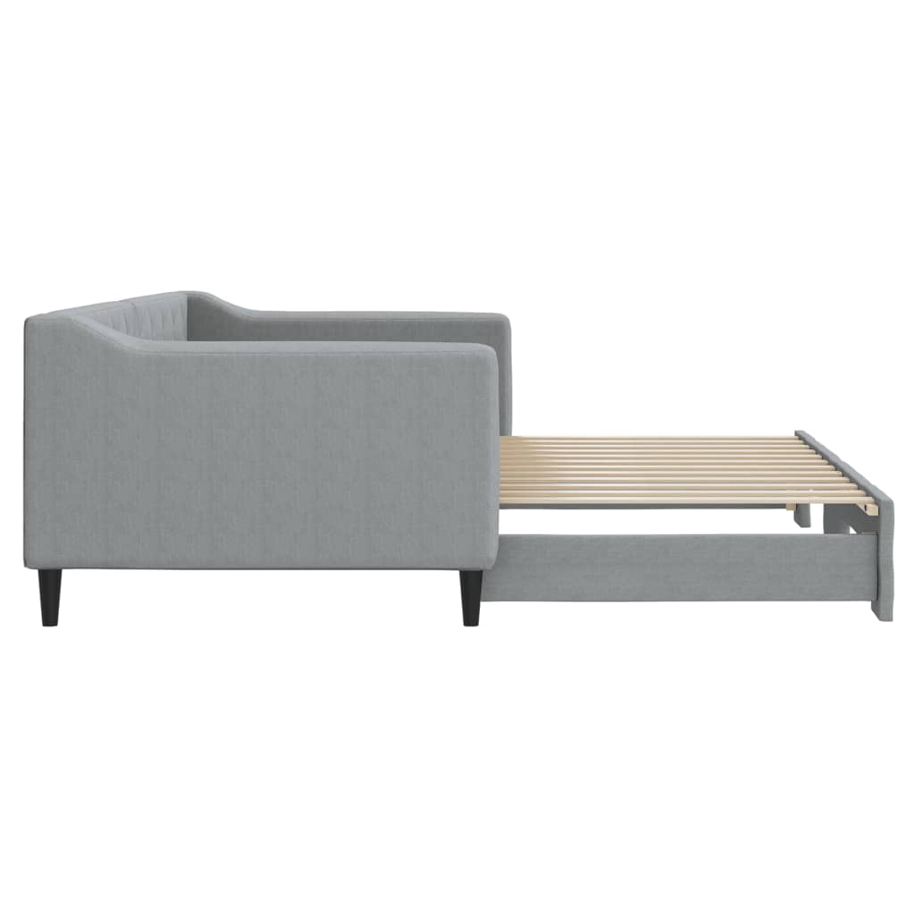 2 in 1 Pull Out Daybed Light Grey 90 x 200 cm Fabric