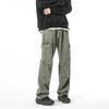 LKTM Men's Loose Wide-Leg Multi-Pocket Japanese Style Jeans - Trendy Straight Pleated Overalls