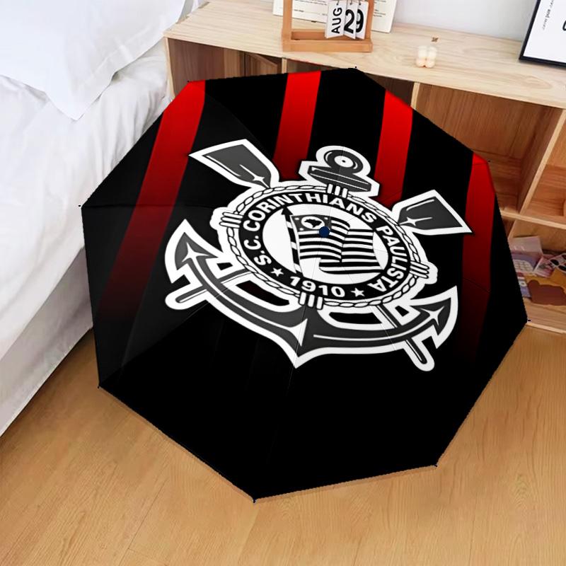 1PC Sport Club Football Crest Printed Umbrella Folding Umbrella, Automatic Umbrella 8-Frame for Travel, Camping Fan Gifts Christmas Gifts