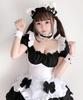 [Milky Time] Maid Costume Cosplay Dress, Puff Sleeves, Mini Length, Light Blue, Black and White (Includes Black and White Ribbon)