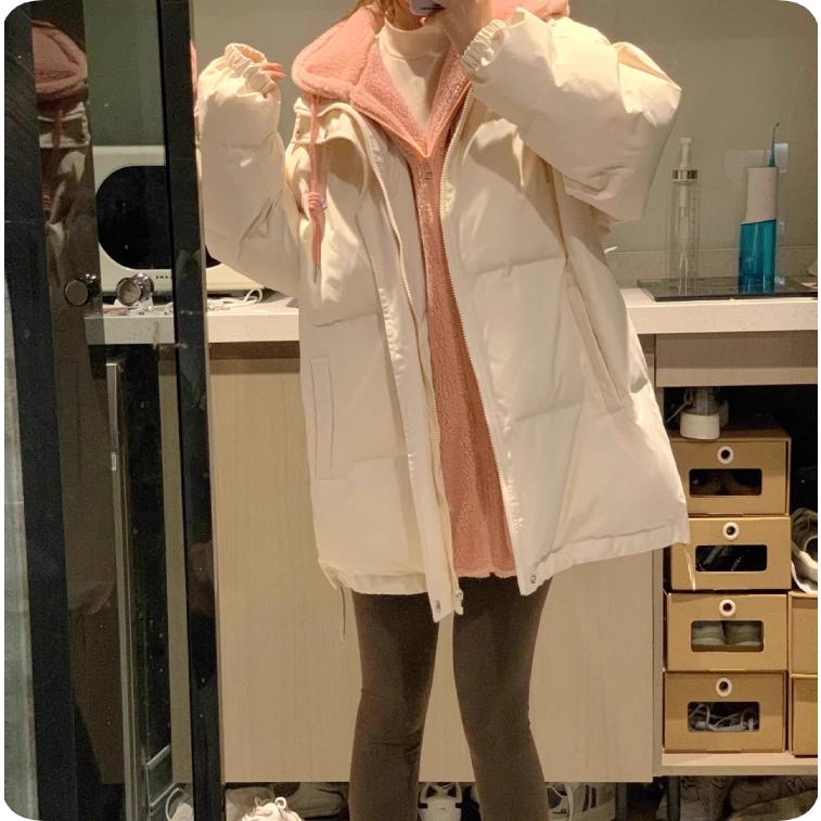 

Женская зимняя утолщенная куртка с хлопковой подкладкой, в корейском нежном стиле, имитация двух частей XS бежевый