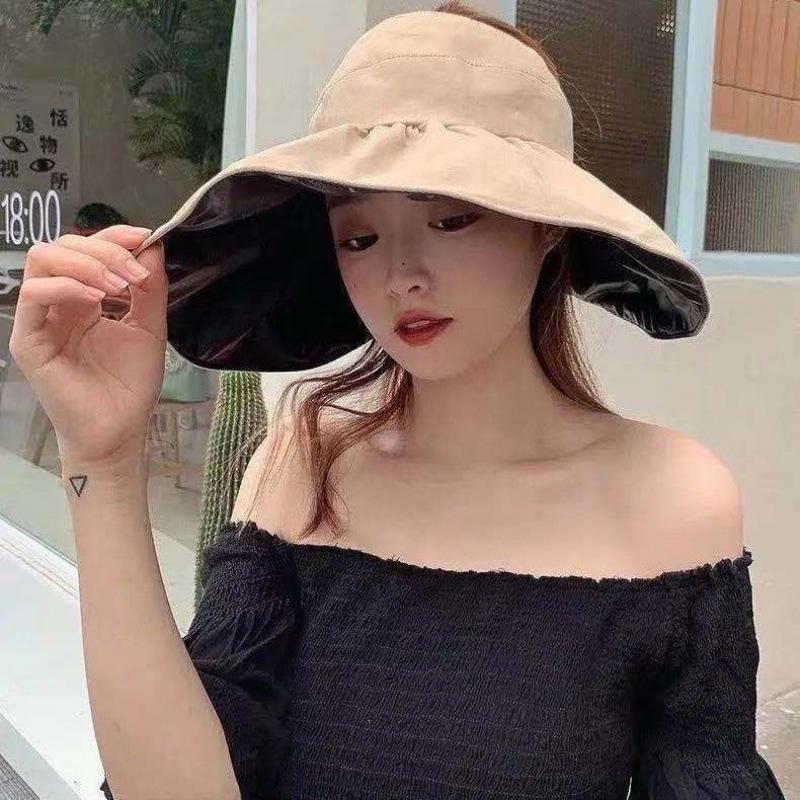 Four seasons sun hat empty top Internet celebrity outdoor vinyl summer sun hat UV protection breathable big brim sun hat