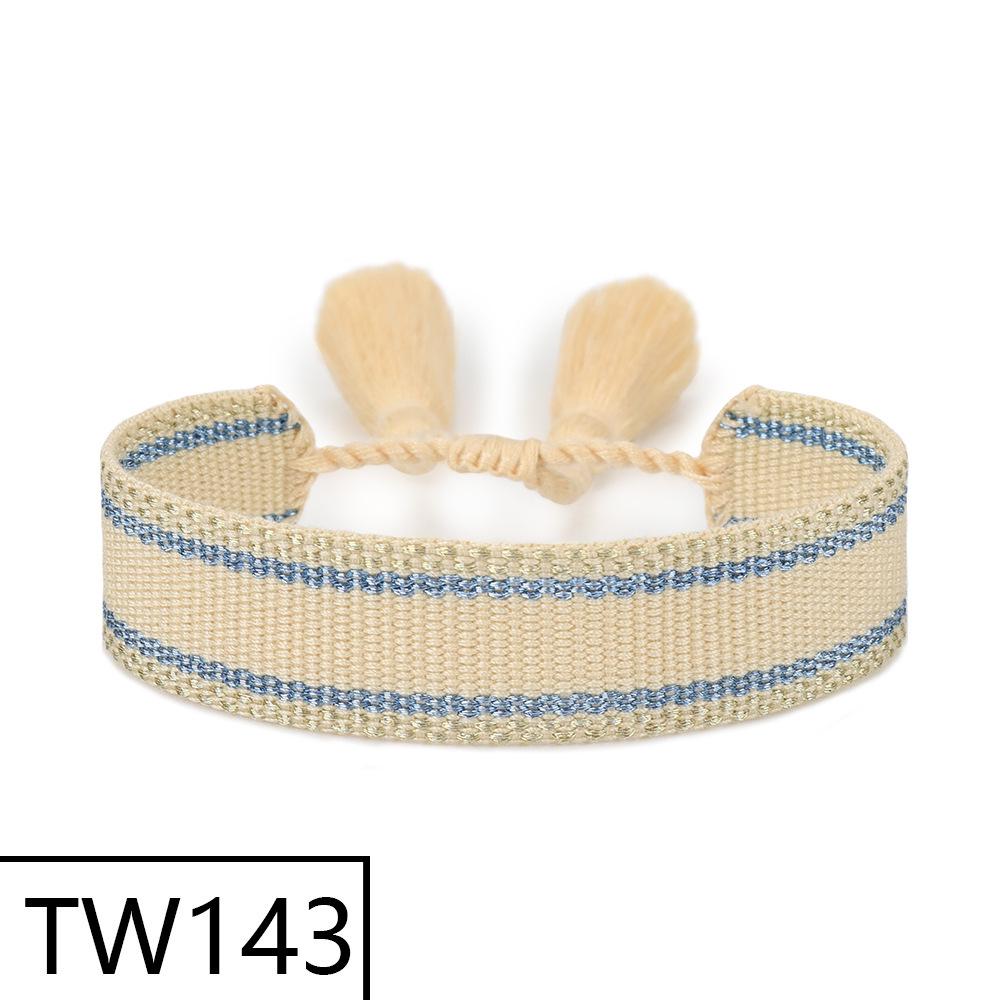 Handmade Bohemian Embroidered Logo Tassel Bracelet - Ethnic Style Friendship Band