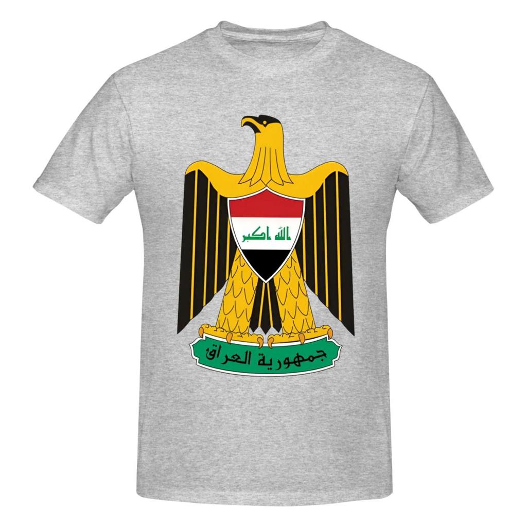 Iraq Flag On Iraqi Emblem In Golden Awesome T Shirts Graphic Y2k Unique Quality T Shirts For Unisex Wounisex Tops
