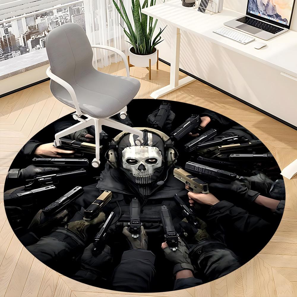 1pc Call of Duty Carpet, Round Non-Slip Durable Large Size Office Carpet, Suitable for Office, Beautiful Decoration