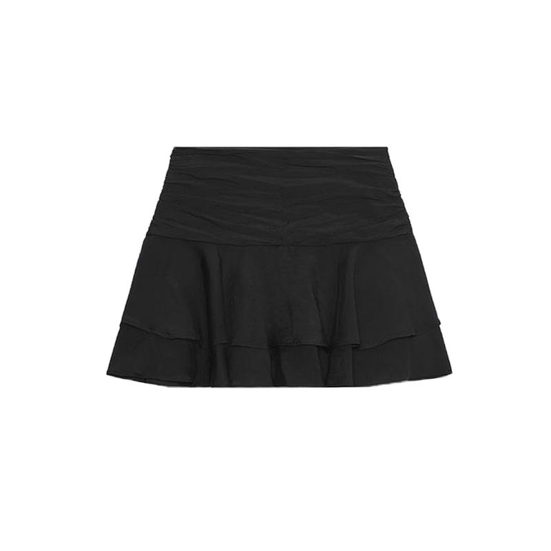 

Summer New Arrival Sweet Petite Short Dress Cake Dress Pleated Laminated Decoration Mid-Waist Culottes 4661504 Black L