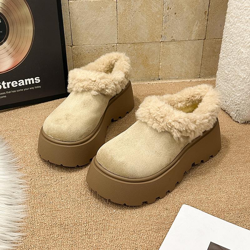 Women's soft elastic winter warm cold padded snow boots thick bottom non-slip wear outdoor leisure sports cotton boots fur shoes