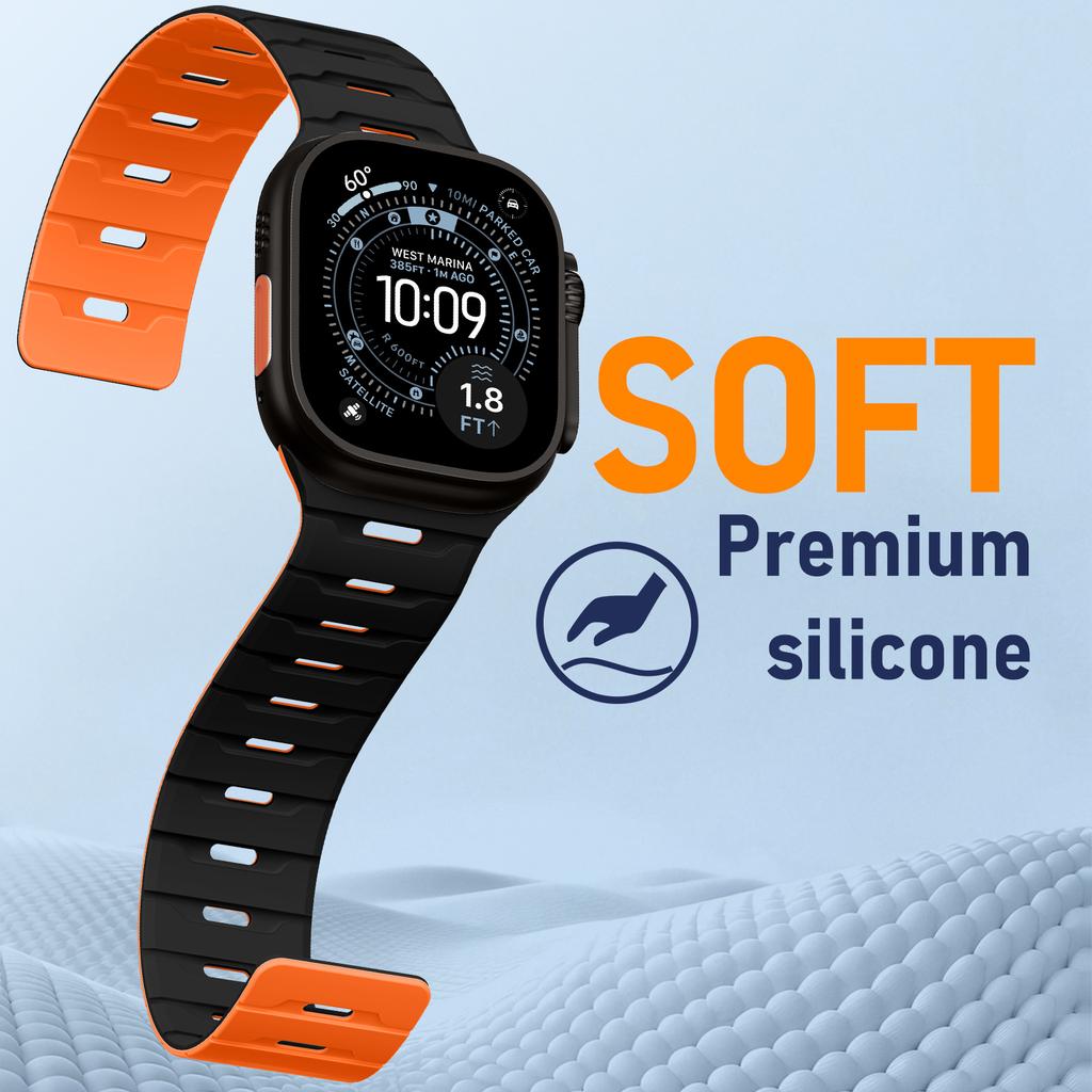 Band For Apple Watch Strap 44mm 45mm 40mm 49mm 46mm 41mm Magnetic Silicone correa Bracelet IWatch Series SE 9 8 7 Ultra2 3 10 11