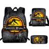 Kids Dinosaur Backpack Set Elementary School Oxford Fabric Ergonomic Back Support Breathable Lightweight 3-Piece Kit