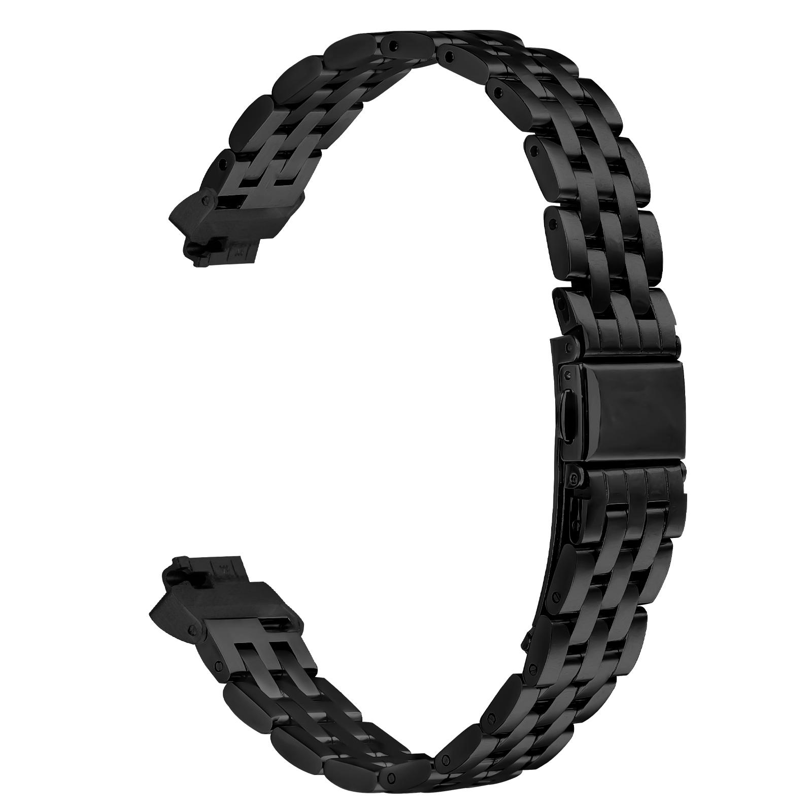 

For Fitbit Inspire 2 Watch Band Slim Five-Bead Stainless Steel Black Strap A