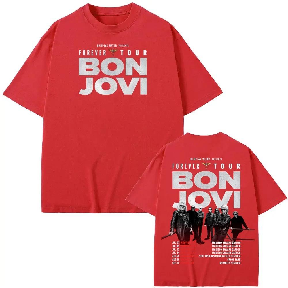 Bon Jovi Grunge Band Forever TOUR 2026 T-Shirt Sommer Freizeit T-Shirt 100% Baumwolle Bequem Hohe Qualität Grafik 100% Baumwolle Oberteile