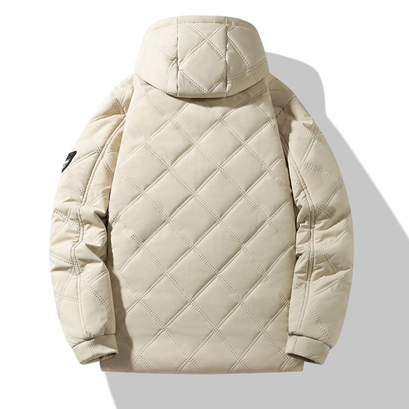 Men’s Winter Coats Windproof Hood Cotton Jackets Fleece Lined Quilted Thicken Parka Snow Coat Ski Outdoor Wear Oversized Outwear