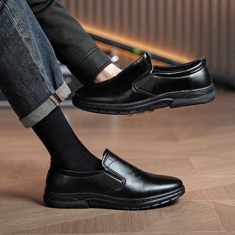 Soft leather men's shoes men's business casual leather shoes tide tower fashion breathable shoes trend one pedal cover casual shoes