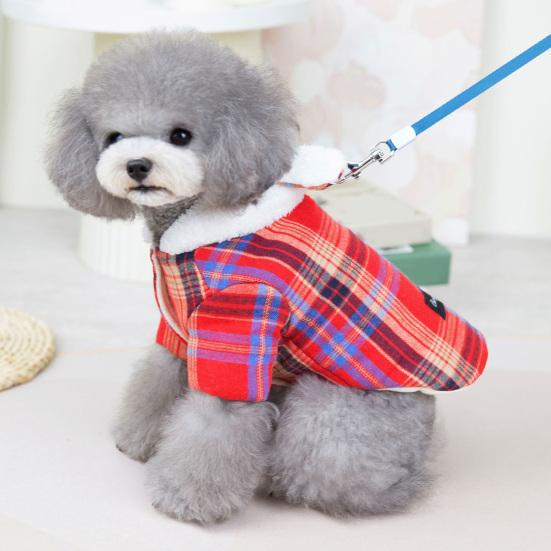 Pet Cotton Coat Plush Ears with Tow Ring Soft Trendy Keep Warm Anti-fall