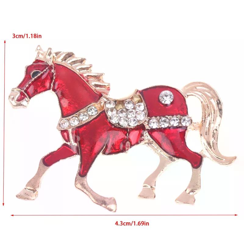 Classic Rhinestone Horse Brooches For Women Versatile Animal Lapel Pins Clothing Corsage Jewelry Accessories New Year Gifts