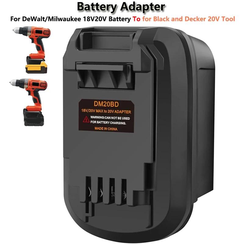 NEW Portable Battery Adapter For DeWalt/Milwaukee 18V/20V Li-ion Battery to for Black and Decker 20V Cordless Power Tools Use