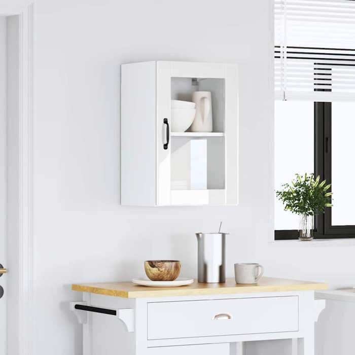 VidaXL Armoire murale cuisine avec porte en verre Porto blanc brillant 854009