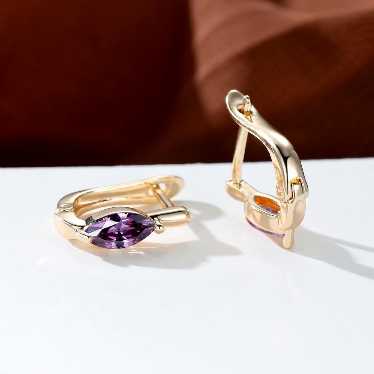 

Винтажные серьги золотого цвета, 1 пара, белые, красные, синие, зеленые, цвета морской волны, черный камень, висячие серьги, женские клипсы, ювелирные изделия фиолетовый