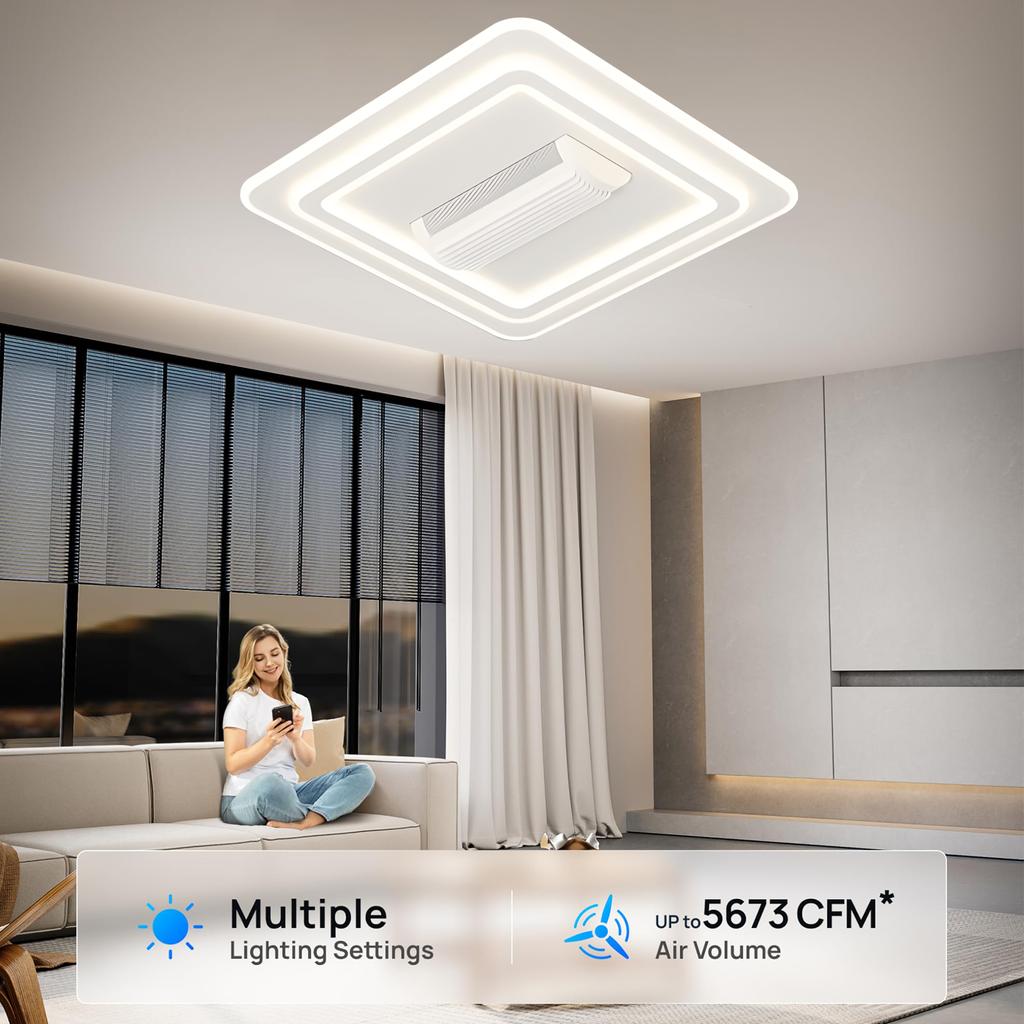 Modern Bladeless Fan Light Ceiling Light Invisible Fan Remote Control Bedroom Light Indoor Lighting LED Living Room Decoration