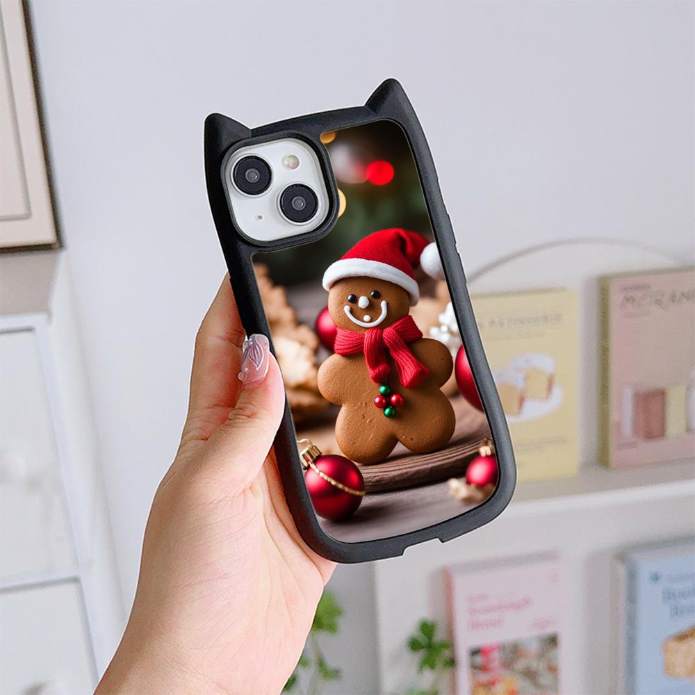 

Мягкий чехол для телефона с кошачьими ушками для iPhone 16 15 14 13 12 11 Pro Max TPU Anti-Drop Прозрачная акриловая задняя крышка NY46 Рождественская елка Санта-Клауса for iPhone 16 Pro Max