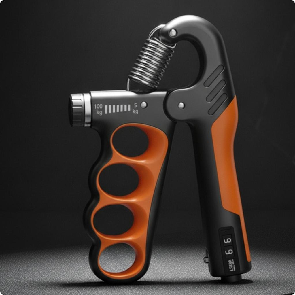 Hand Grip Strengthener Mechanical Counter Adjustable Gripper Finger Grooves Forearm Strength