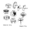 10PC Love Angel Butterfly Hollowed Out Tai Chi Skeleton Cross Carved Jewelry Ring Set