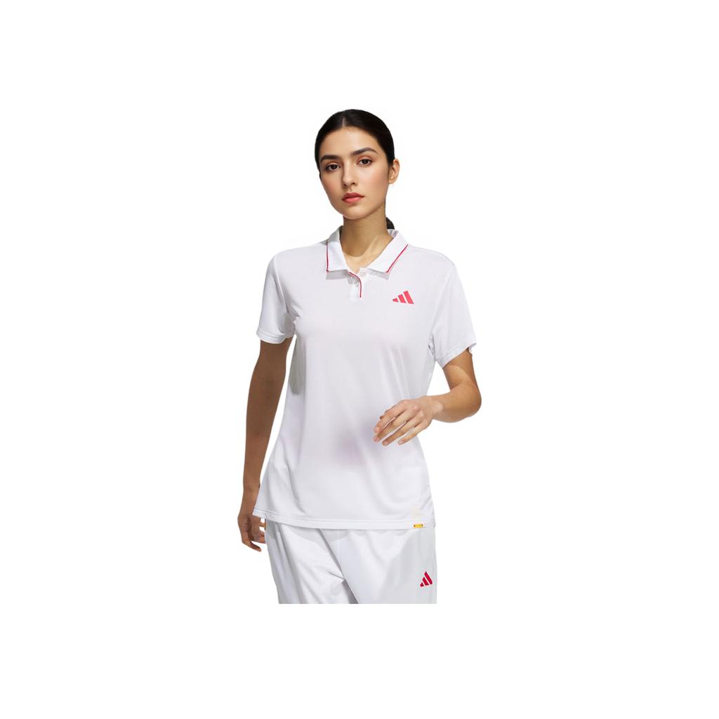 adidas Club Tennis Polo Shirt With Colorblock Logo Women Tops White IV7581