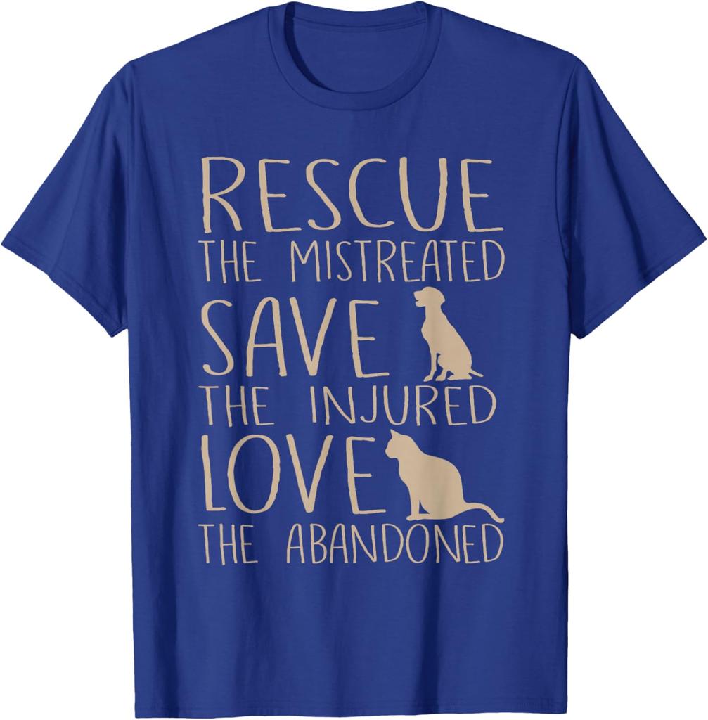 Rescue Save Love Animal Rescue Dog Cat Lover Graphic Tee Short Sleeve Casual TShirt