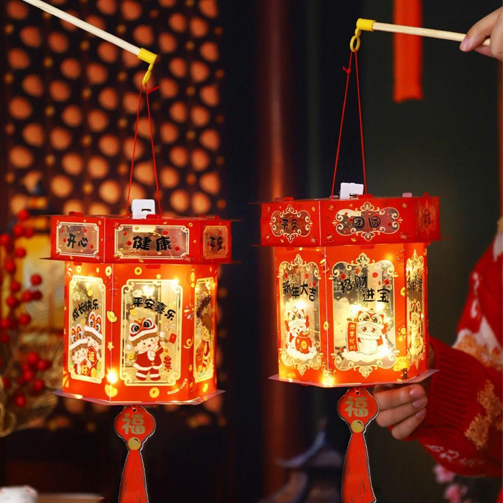 Chinese Style 2026 Snake Year Portable Lantern Traditional PVC New Year Luminous Lantern Transparent Waterproof Handheld Lantern