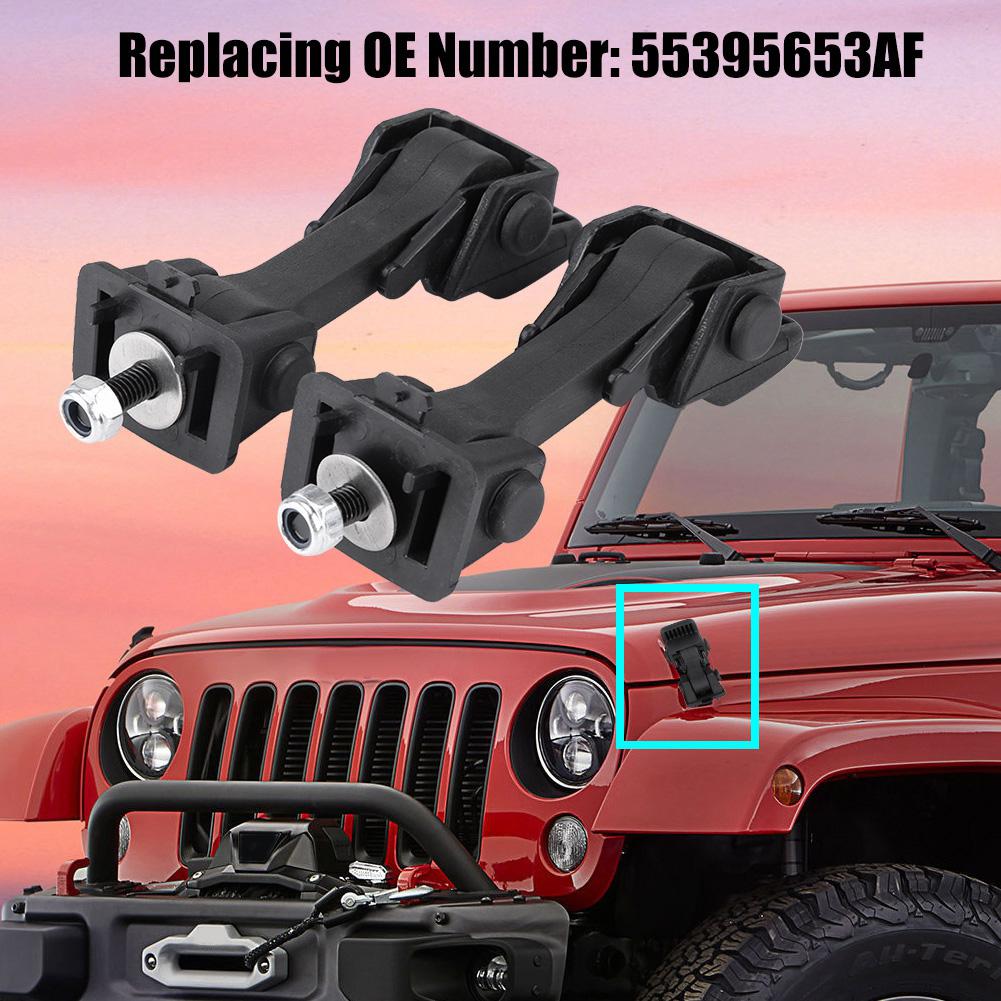 2 Sätze Motorhaubenfanghaken-Sicherheitsverriegelungen & Halterungen für Jeep Wrangler JK 2007 2008 2009 2010 2011 2012 2013 2014 2015 2016 55395653AF
