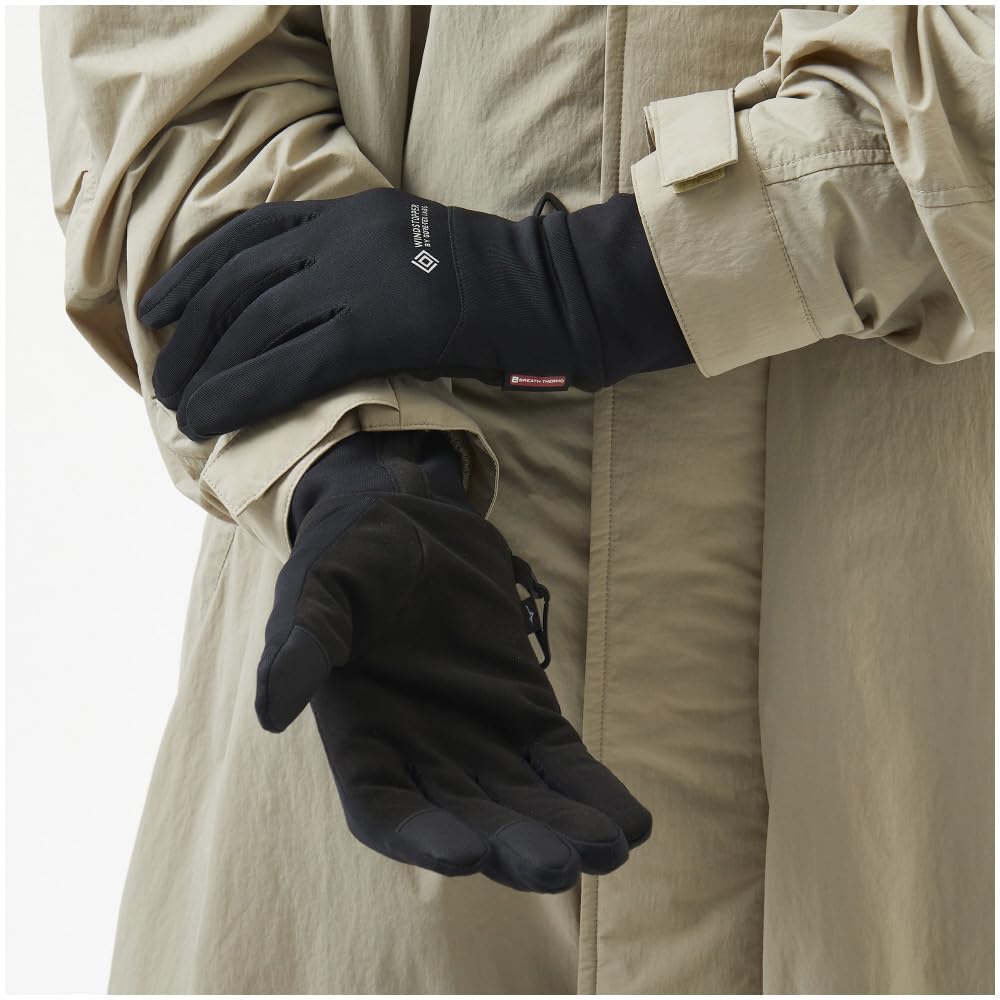 WINDSTOPPER Breath Thermo Gloves, Breath Thermo Heat-Generating Material, GORE-TEX, Winter, Unisex, Black, Size S