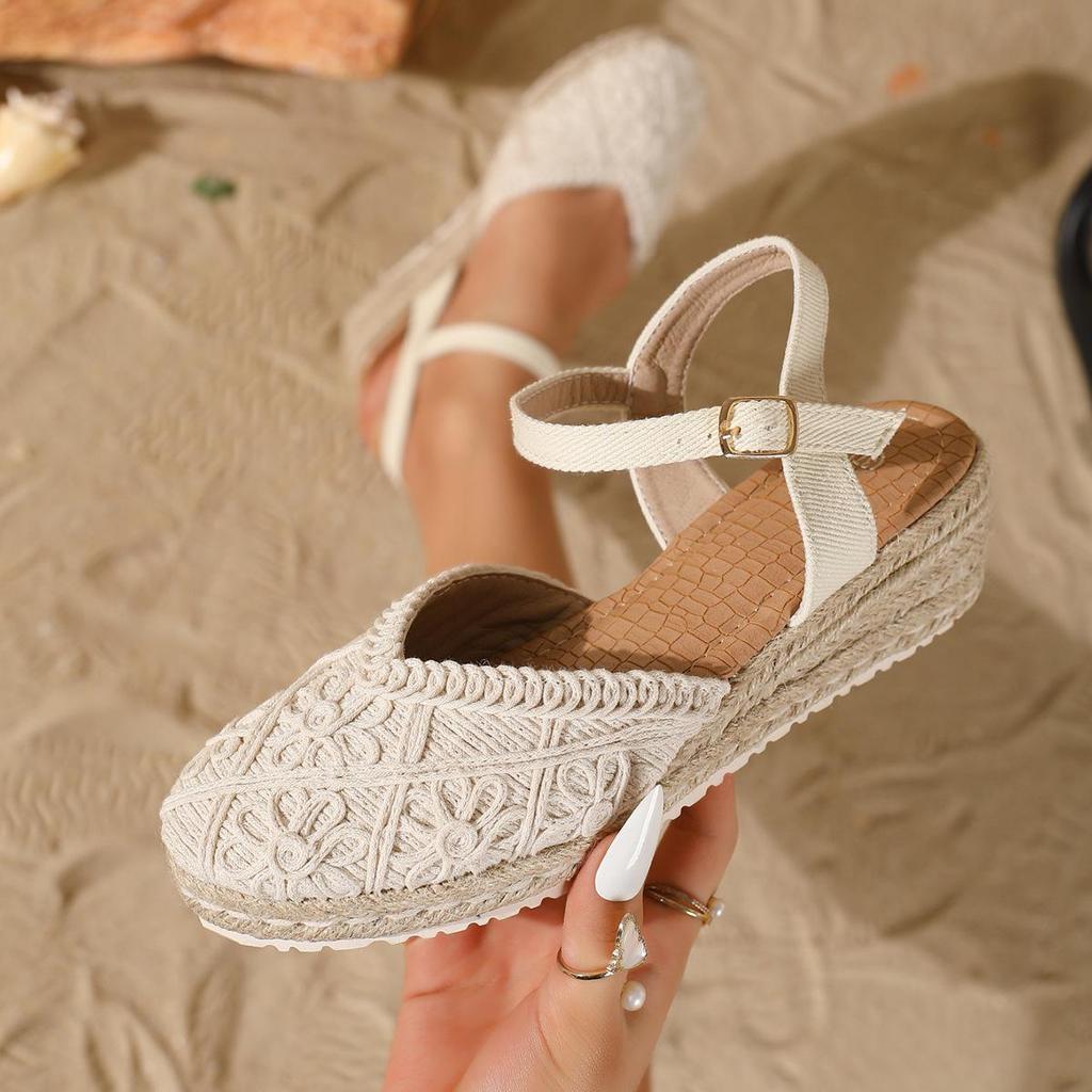 “2026 Women's Closed-Toe Hemp Rope Fisherman Sandals - Comfortable, Versatile, European & American Style”