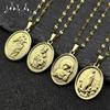 Katholische Jungfrau Maria mit Baby Jesus Medaille Anhänger Halskette für Damen Herren Edelstahl Goldfarbe Christlicher Schmuck Geschenk
