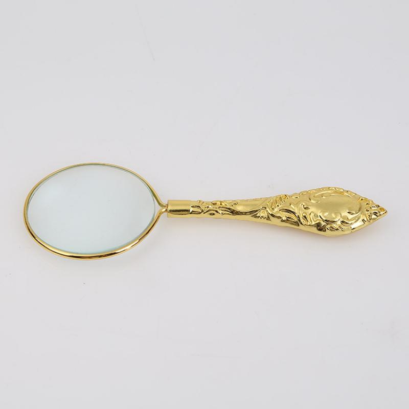 45Mm New European Delicate Pattern Handle Retro Glass Lens High-Grade Embossed Handle Reading Magnifying Glass for Reading Lupas