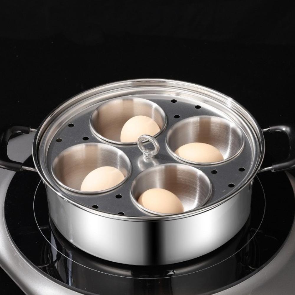 Mit 4 Tassen Antihaft-Eierpochtopf Rostbeständige Dampfgarpfanne Mehrzweck-Dampfgarer Frühstück