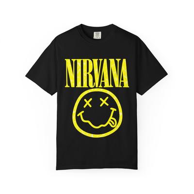 Koszulka z logo Nirvana Smiley, Koszulka zespołu, Styl Rock Vintage