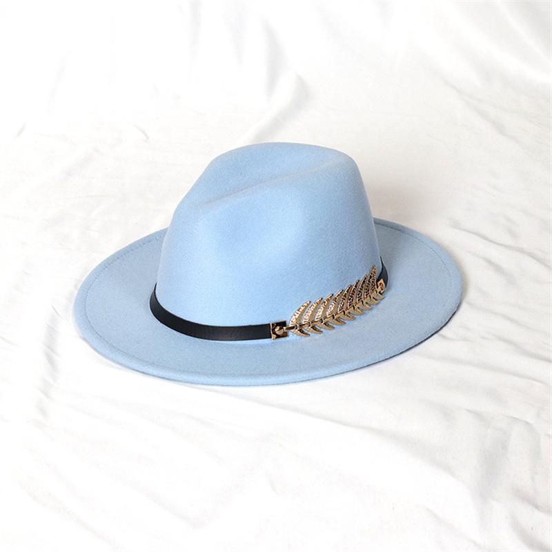 Fedora Men'S Fedora Neutral Wide Brim Jazz Hat Feather Belt Autumn And Winter British Vintage Panama Hat