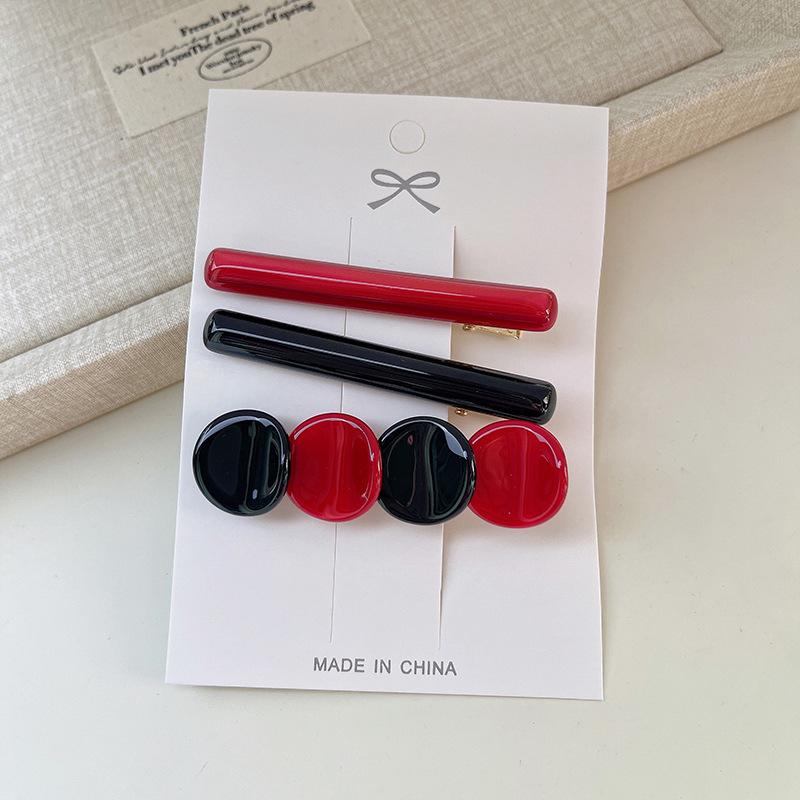 Ins  Colorful Round Three-Piece Set Hairpin Fashion Simple Temperament Female Bangs Side Hairpin Hair Accessories