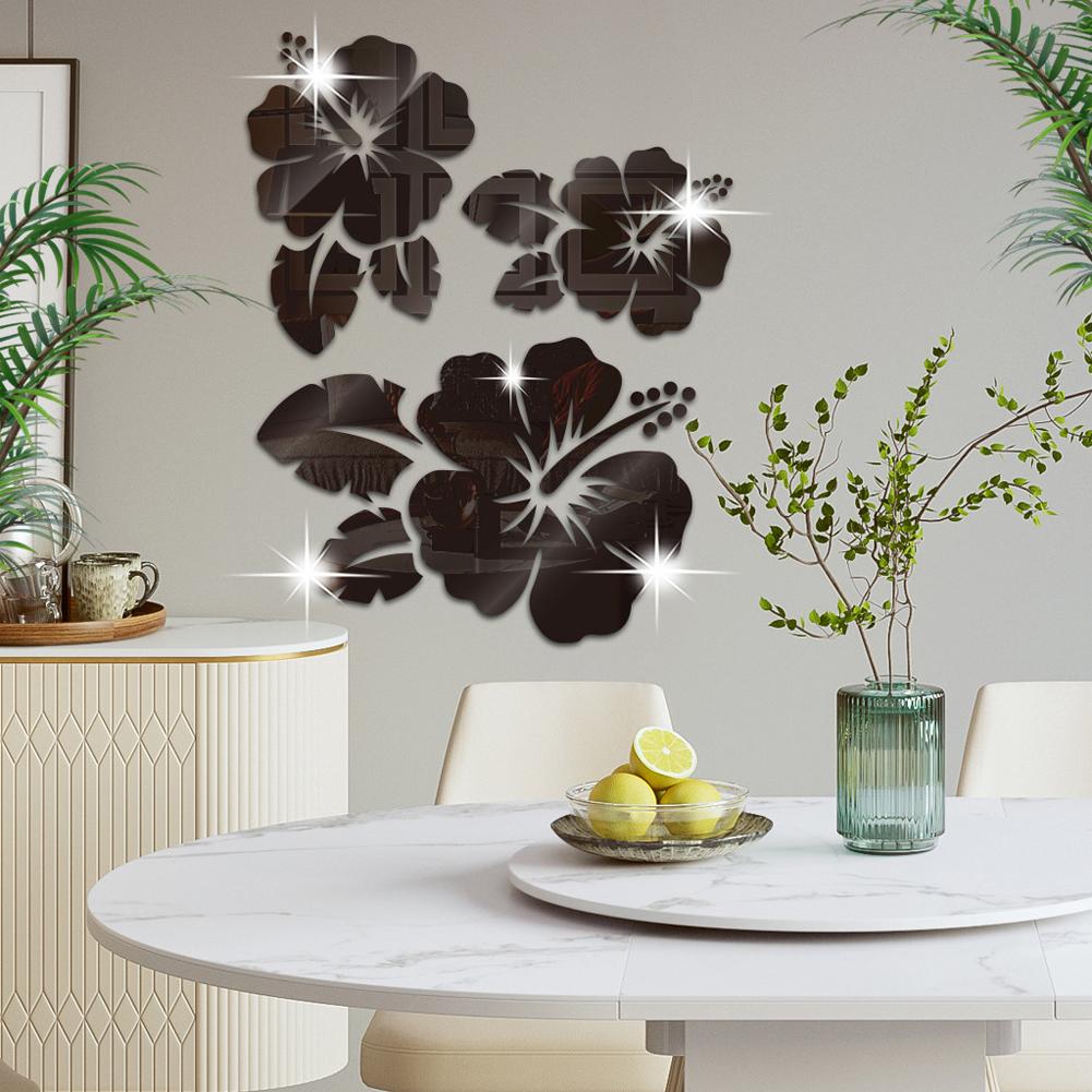 Flower Mirror Wall Stickers Diy Acrylic 3d Decorative Miroir For Home Living Room Bedroom Decor